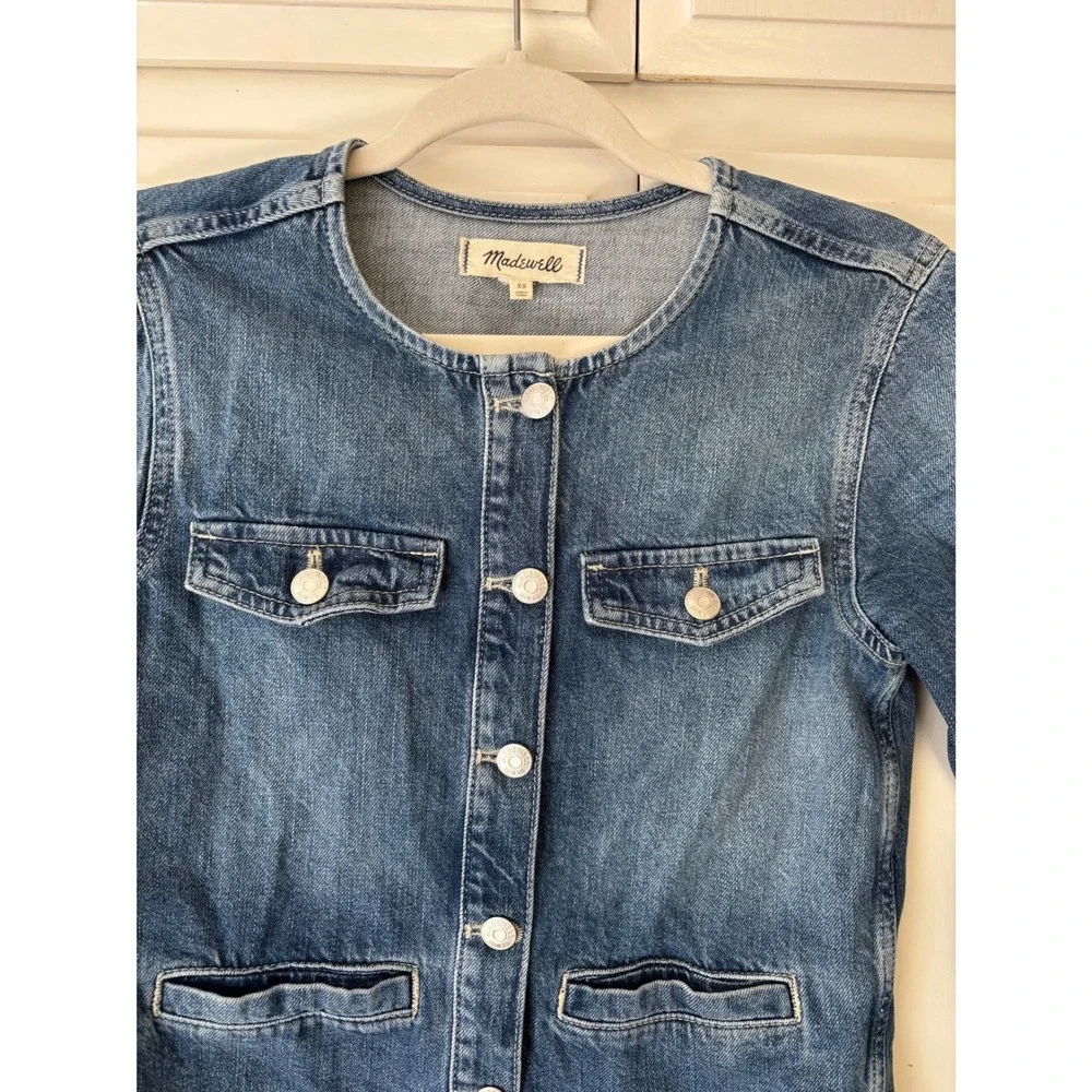 Madewell Denim Lady Jacket Womens Medium Wash Button Front Blue Size XS - Picture 3 of 12